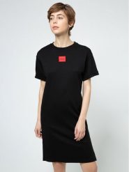 Hugo Sukienka codzienna Neyle 50456013 Czarny Relaxed Fit. Czarne sukienki damskie Hugo, bez wzorów, z bawełny, bez ramiączek. Za 339.99 zł.