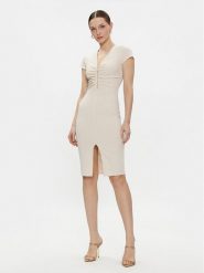 Rinascimento Sukienka codzienna CFC0117728003 Beżowy Regular Fit. Brązowe sukienki damskie Rinascimento, bez wzorów, z syntetyku, bez ramiączek. Za 309.99 zł.