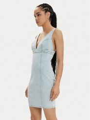Guess Sukienka jeansowa Aida W4GK63 D4LT0 Błękitny Bodycon Fit. Niebieskie sukienki damskie Guess, z aplikacjami, z bawełny, bez ramiączek. Za 319.99 zł.