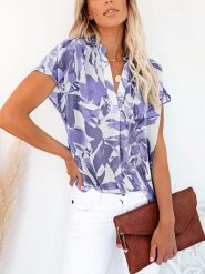 Milan Kiss Bluzka w kolorze biało-niebieskim rozmiar: L. Białe bluzki damskie Milan Kiss, l, bez wzorów, bez kołnierzyka, bez ramiączek. Za 113.99 zł.