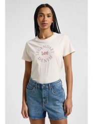 Lee Koszulka w kolorze kremowym rozmiar: S. Brązowe koszulki damskie Lee, s, bez wzorów, z bawełny, bez kołnierzyka, bez ramiączek. Za 56.99 zł.
