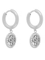 Guess Kolczyki JUBE02 135JW Srebrny. Szare kolczyki damskie Guess, metalowe. Za 249.99 zł.