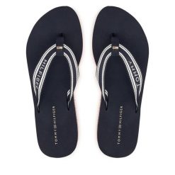 Japonki Tommy Hilfiger. Niebieskie klapki damskie Tommy Hilfiger, bez wzorów, bez obcasa, bez zapięcia. Za 189.99 zł.