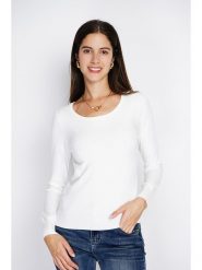 ASSUILI Sweter w kolorze białym rozmiar: 36. Białe swetry klasyczne damskie Assuili, z kaszmiru, bez kołnierzyka. Za 100.99 zł.