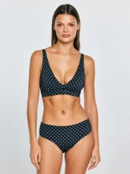 Góra od kostiumu kąpielowego w kropki czarna Morra 907. Czarne bikini Big Star, bez wzorów. Za 99.99 zł.