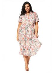 Aller Simplement Sukienka w kolorze biało-czerwonym rozmiar: 54-58. Białe sukienki damskie Aller Simplement, bez wzorów, z tkaniny, bez ramiączek. Za 86.99 zł.