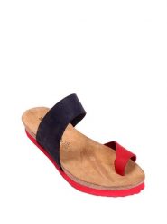 Comfortfusse Skórzane klapki w kolorze czarno-czerwonym rozmiar: 42. Czarne klapki damskie Comfortfüße, bez wzorów, z nubiku, z otwartym noskiem, bez obcasa, bez zapięcia. Za 217.99 zł.