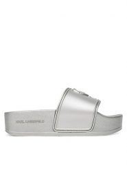KARL LAGERFELD Klapki Kondo Maxi KL80819M Srebrny. Szare klapki damskie KARL LAGERFELD, bez wzorów, z tworzywa sztucznego, bez obcasa, bez zapięcia. Za 279.99 zł.