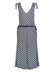 Finside Sukienka "Solmu" w kolorze niebiesko-beżowym rozmiar: 40. Brązowe sukienki damskie finside, bez wzorów, bez ramiączek. Za 228.95 zł.