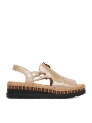 Rieker Sandały CEO-V7972-60 Złoty. Żółte sandały damskie Rieker, bez wzorów, ze skóry, bez obcasa, na płaskiej podeszwie, bez zapięcia. Za 319.99 zł.