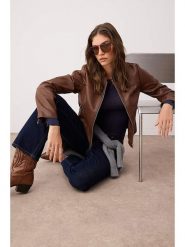 Trendyol Kurtka w kolorze brązowym ze skóry syntetycznej rozmiar: S. Brązowe kurtki damskie Trendyol, s, bez wzorów, ze skóry, bez kaptura. Za 86.99 zł.