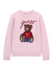 Guess Sweter H6BR01 Z1336 Różowy jasny Regular Fit. Czerwone swetry dziewczęce Guess, z aplikacjami, bez kołnierzyka, bez ramiączek. Za 234.99 zł.