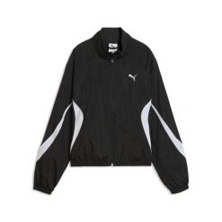 Damska tkana kurtka PUMA Sport o swobodnym kroju PUMA. Czarne kurtki sportowe damskie Puma, l, bez wzorów, z materiału, bez kaptura. Za 279.00 zł.
