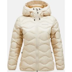 Kurtka Peak Performance puchowa damska Helium Down Hood Jacket beżowa - S. Brązowe kurtki damskie Peak Performance, na lato, l, bez wzorów, z elastanu, bez kaptura. Za 1,094.05 zł.