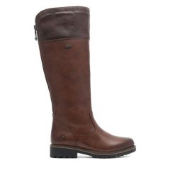 Kozaki Remonte. Brązowe kozaki damskie Remonte, bez obcasa, na płaskiej podeszwie, bez zapięcia. Za 495.00 zł.