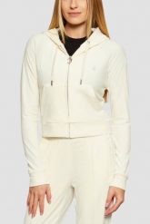 JUICY COUTURE Kremowa bluza damska Madison Outline Hoodie, Rozmiar XS. Brązowe bluzy damskie Juicy Couture, s, bez wzorów, z materiału, z kapturem. W wyprzedaży za 224.99 zł.