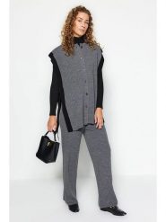 Trendyol 2-częściowy zestaw w kolorze szaro-czarnym rozmiar: L. Czarne swetry klasyczne damskie Trendyol, l, ze splotem, bez kołnierzyka. Za 43.99 zł.