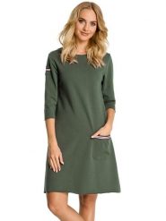 Made of emotion Sukienka w kolorze zielonym rozmiar: L. Brązowe sukienki damskie Made Of Emotion, bez wzorów, bez ramiączek. Za 159.95 zł.