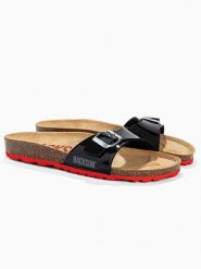 BACKSUN Klapki "Paris" w kolorze czarnym rozmiar: 38. Czarne klapki damskie Backsun, bez wzorów, z otwartym noskiem, bez obcasa, bez zapięcia. Za 117.99 zł.