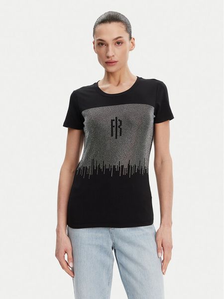Fracomina T-Shirt FP25ST3002J449N4 Czarny Regular Fit. Czarne t-shirty damskie Fracomina, xs, bez wzorów, z bawełny, bez kołnierzyka. Za 119.99 zł.