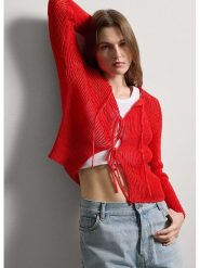 STEFANEL Kardigan w kolorze czerwonym rozmiar: XS. Czerwone kardigany damskie Stefanel, xs, bez wzorów, ze splotem. Za 252.99 zł.