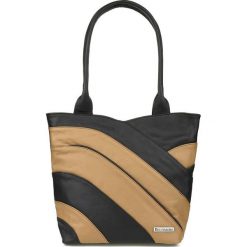 Shopperka skórzana na ramię Beltimore czarno- beżowa L38. Brązowe torebki klasyczne damskie ze skóry, na ramię, duże, bez dodatków. Za 208.99 zł.