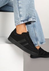 Czarne Sneakersy z Ozdobnymi Naszywkami z Boku Galdexis. Czarne obuwie sportowe damskie Born2be, z jeansu, bez zapięcia. Za 69.99 zł.