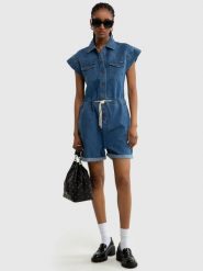 Kombinezon damski jeansowy niebieski Livia 329. Niebieskie sukienki damskie Big Star, bez wzorów, z denimu, eleganckie, bez ramiączek. W wyprzedaży za 159.99 zł.