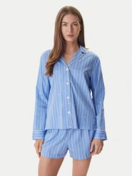 LAUREN RALPH LAUREN Piżama ILN12490 Niebieski Regular Fit. Niebieskie piżamy damskie Lauren Ralph Lauren, bez wzorów, z bawełny, bez ramiączek. Za 499.99 zł.