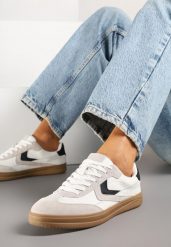 Beżowe Sneakersy Skórzane w Stylu Tenisówek z Geometrycznym Motywem Erisane. Brązowe obuwie sportowe damskie Renee, z jeansu, bez zapięcia, tenisowe. Za 159.99 zł.