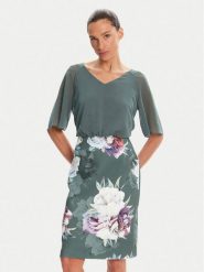 Swing Sukienka koktajlowa 5AE28900 Zielony Slim Fit. Zielone sukienki damskie Swing, bez wzorów, z syntetyku, wizytowe, bez ramiączek. Za 789.99 zł.
