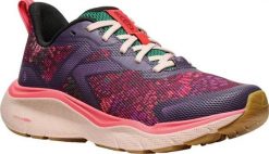 Buty damskie Keen Leiki Speed plum perfect/floral niskie. Brązowe obuwie trekkingowe damskie 909, z materiału, bez zapięcia. Za 443.99 zł.