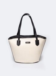 Torebka damska shopperka 2w1 beżowe RR574070 801. Brązowe shopper bag Big Star, z materiału, na ramię, małe, bez dodatków. Za 199.99 zł.