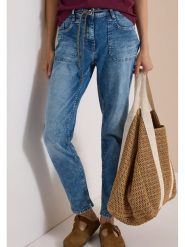 Cecil Dżinsy - Tapered fit - w kolorze niebieskim rozmiar: W31/L28. Niebieskie jeansy damskie Cecil, z podwyższonym stanem. Za 249.95 zł.