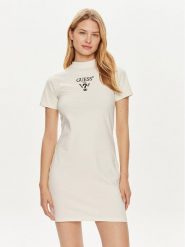 Guess Sukienka codzienna V4YK02 KCDH1 Biały Regular Fit. Białe sukienki damskie Guess, z aplikacjami, z bawełny, bez ramiączek. Za 179.99 zł.
