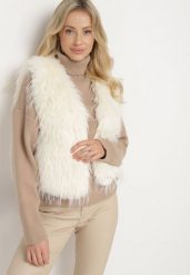 Biała Kamizelka Futrzana Bez Zapięć Loreti. Białe kamizelki damskie Born2be, m, bez wzorów, z futra, bez kaptura. Za 139.99 zł.