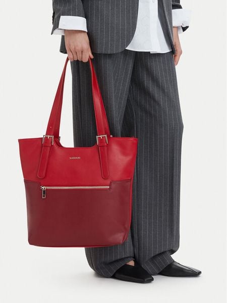 Lasocki Torebka CEO-LSK-L-004-10 Czerwony. Czerwone shopper bag Lasocki, bez wzorów, ze skóry, bez dodatków. Za 199.99 zł.