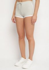 Jasnozielone Dresowe Szorty z Bawełny Ozdobione Lamówką Liravonneae. Zielone spodenki sportowe damskie Born2be, l, bez wzorów, z bawełny. Za 34.99 zł.