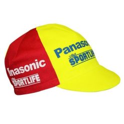 Czapka rowerowa Gist Equipe Vintage Panasonic. Czerwone czapki damskie GIST, na lato, bez wzorów, z materiału. Za 88.55 zł.