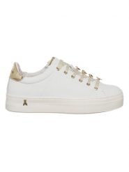 Patrizia Pepe Skórzane sneakersy w kolorze złoto-białym rozmiar: 39. Białe obuwie sportowe damskie Patrizia Pepe, bez zapięcia. Za 408.49 zł.