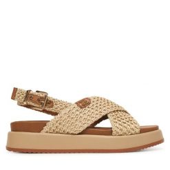 Sandały Tamaris. Brązowe sandały damskie Tamaris, bez wzorów, bez obcasa, na płaskiej podeszwie, bez zapięcia. Za 329.99 zł.