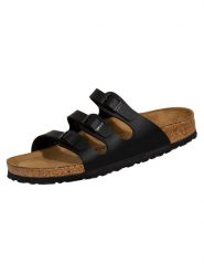 Klapki damskie Birkenstock Florida Birkoflor. Czarne klapki damskie Birkenstock, bez wzorów, z jeansu, bez obcasa, bez zapięcia. Za 668.00 zł.