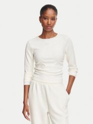 Guess Bluzka V6RP08 KD932 Kremowy Slim Fit. Białe bluzki damskie Guess, xl, z aplikacjami, bez kołnierzyka, bez ramiączek. Za 264.99 zł.