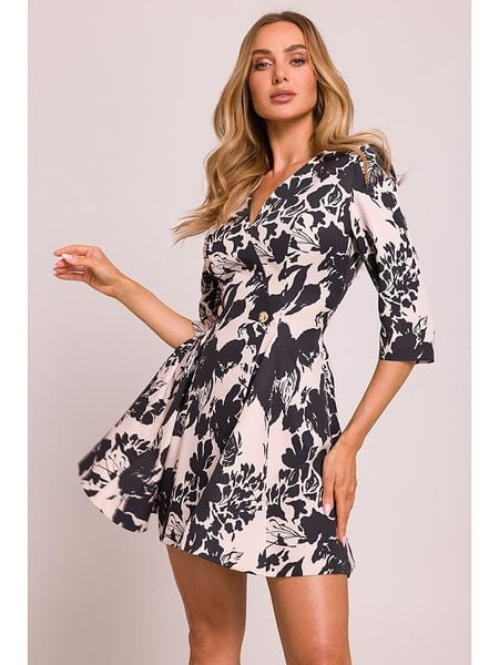 Made of emotion Sukienka w kolorze biało-czarnym rozmiar: S. Białe sukienki damskie Made Of Emotion, bez wzorów, bez ramiączek. Za 237.17 zł.