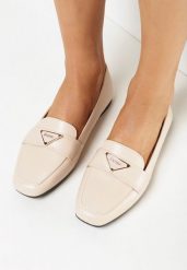 Beżowe Płaskie Mokasyny Loafersy z Delikatną Klamerką Bradlie. Brązowe mokasyny damskie Born2be, z jeansu, bez obcasa. Za 64.99 zł.