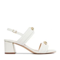 Sandały Lasocki. Białe sandały damskie Lasocki, bez wzorów, bez obcasa, na słupku, bez zapięcia. Za 229.99 zł.