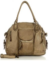 Torba miejska retro MARCO MAZZINI beżowa taupe V189d. Brązowe torebki klasyczne damskie ze skóry, duże, bez dodatków. Za 529.15 zł.
