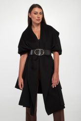 Płaszcz ponczo damski wełniany ELISABETTA FRANCHI. Płaszcze damskie Elisabetta Franchi, bez wzorów, z wełny, bez kaptura. Za 3,429.00 zł.