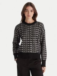 DKNY Sweter P5MSAX92 Czarny Regular Fit. Czarne swetry klasyczne damskie DKNY, xl, z bawełny, bez kołnierzyka. Za 479.99 zł.
