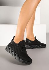 Czarne Sneakersy na Grubej Podeszwie z Tłoczeniem Tatinora. Czarne obuwie sportowe damskie Born2be, z jeansu, bez zapięcia, trekkingowe. Za 64.99 zł.